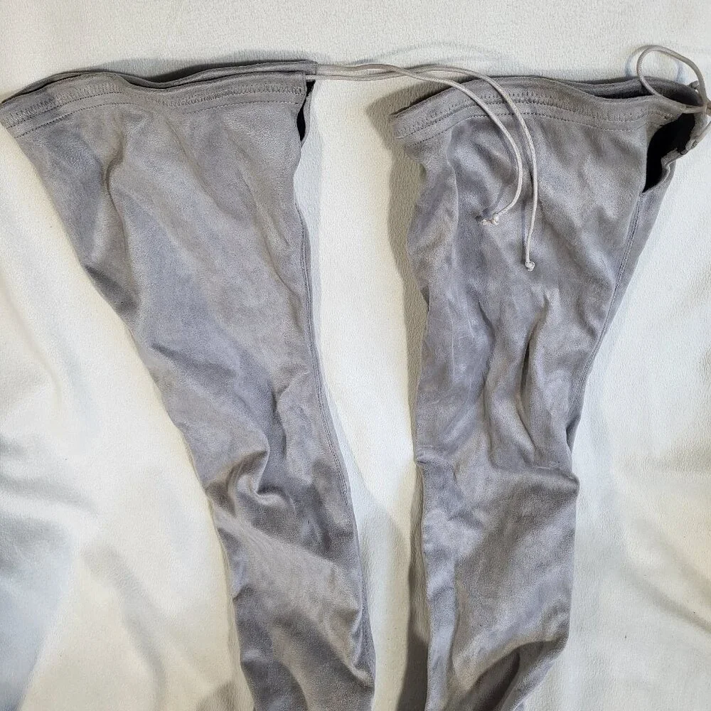 Tony Bianco | Silver Suede Over-the-Knee Boots - Size 10